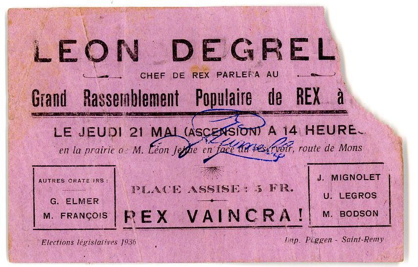 Rassemblement REX, 1936 : discours de Léon Degrelle
